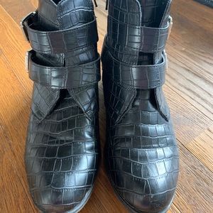 Black Snake Skin Biker Booties